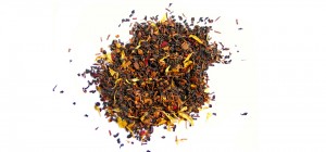 Aromatic black and flower tea leaves
